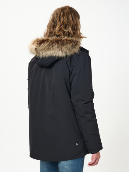 LONG JACKET WITH FAKE FUR ON HOOD