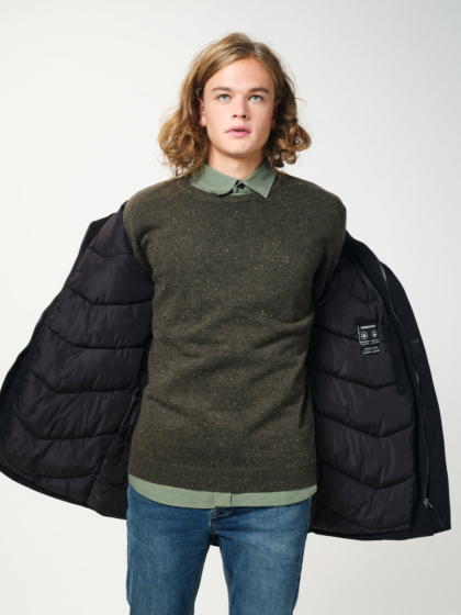 LONG JACKET WITH FAKE FUR ON HOOD
