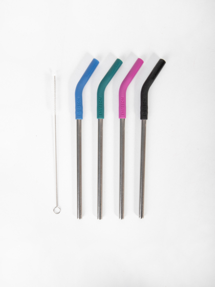 EMERSON REUSABLE INOX DRINKING ECO-STRAWS WITH CLEANING BRUSH (4 Pcs Package)