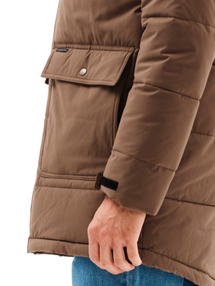 EMERSON MEN’S LONG PUFFER JACKET WITH FUR-TRIMMED HOOD