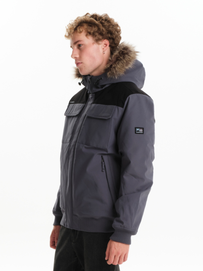 EMERSON MEN’S BOMBER JACKET WITH FUR TRIMMED HOOD