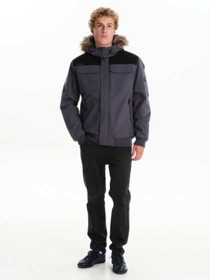 EMERSON MEN’S BOMBER JACKET WITH FUR TRIMMED HOOD