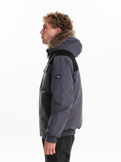 EMERSON MEN’S BOMBER JACKET WITH FUR TRIMMED HOOD