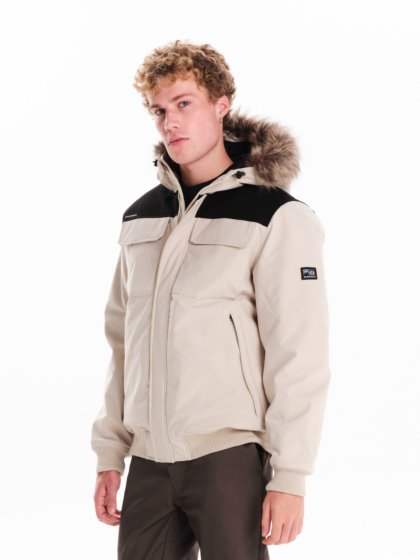 EMERSON MEN’S BOMBER JACKET WITH FUR TRIMMED HOOD