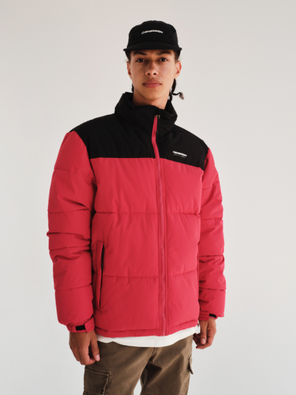 EMERSON MEN’S PUFFER JACKET WITH ROLL-IN HOOD