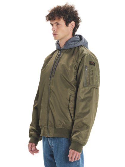 EMERSON MEN’S FLIGHT JACKET WITH DETACHABLE HOOD