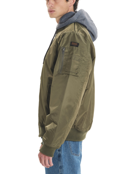 EMERSON MEN’S FLIGHT JACKET WITH DETACHABLE HOOD