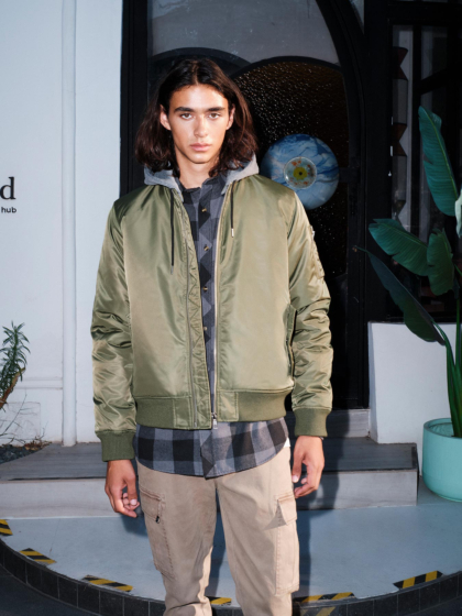 EMERSON MEN’S FLIGHT JACKET WITH DETACHABLE HOOD