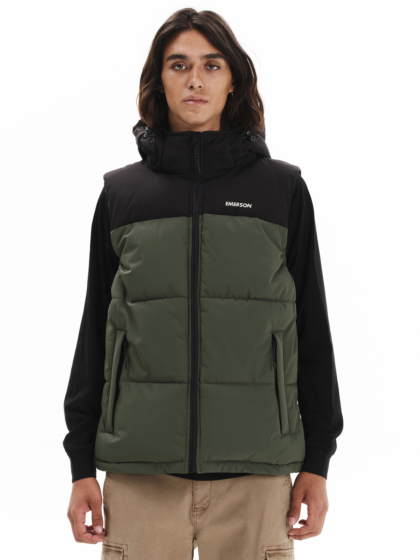 EMERSON MEN’S PUFFER VEST WITH DETACHABLE HOOD