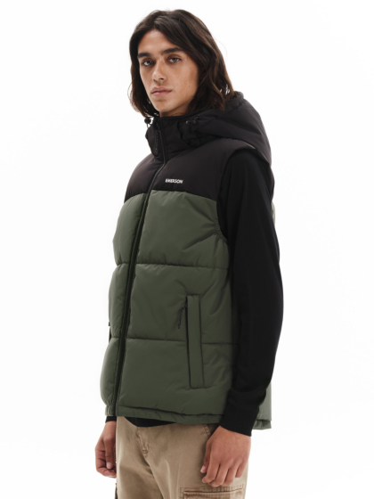 EMERSON MEN’S PUFFER VEST WITH DETACHABLE HOOD
