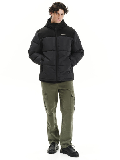 EMERSON MEN’S PUFFER JACKET WITH ROLL-IN HOOD