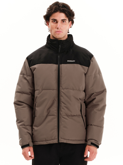 EMERSON MEN’S PUFFER JACKET WITH ROLL-IN HOOD