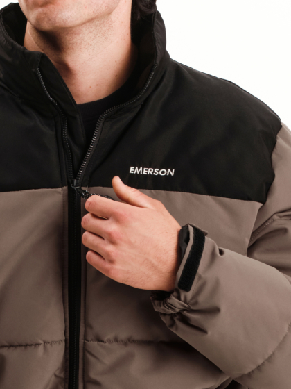 EMERSON MEN’S PUFFER JACKET WITH ROLL-IN HOOD