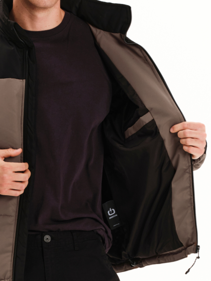 EMERSON MEN’S PUFFER JACKET WITH ROLL-IN HOOD