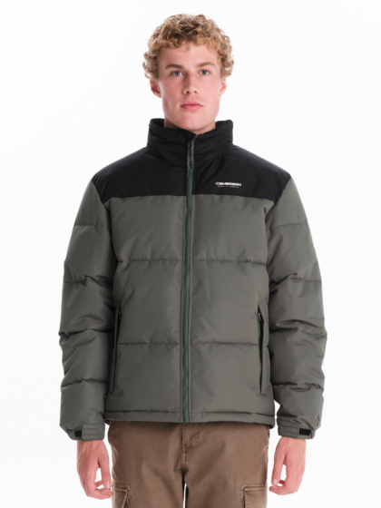 EMERSON MEN’S PUFFER JACKET WITH ROLL-IN HOOD