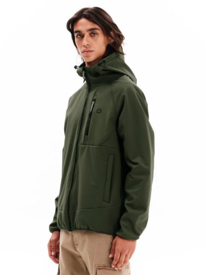 EMERSON MEN’S HOODED RAGLAN BONDED JACKET