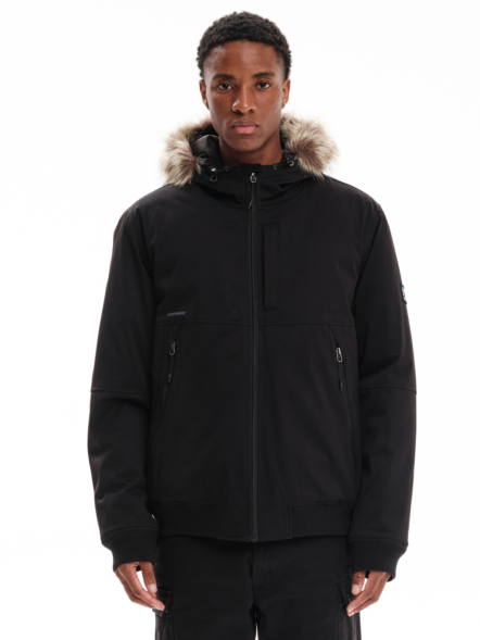 EMERSON MEN’S BOMBER JACKET WITH FUR-TRIMMED HOOD