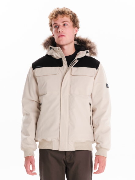 EMERSON MEN’S BOMBER JACKET WITH FUR TRIMMED HOOD