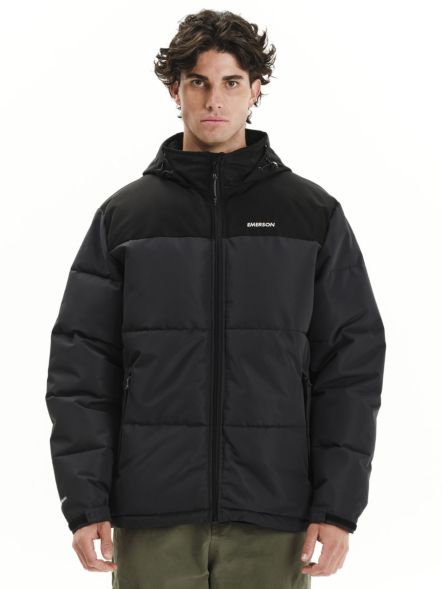 EMERSON MEN’S PUFFER JACKET WITH ROLL-IN HOOD
