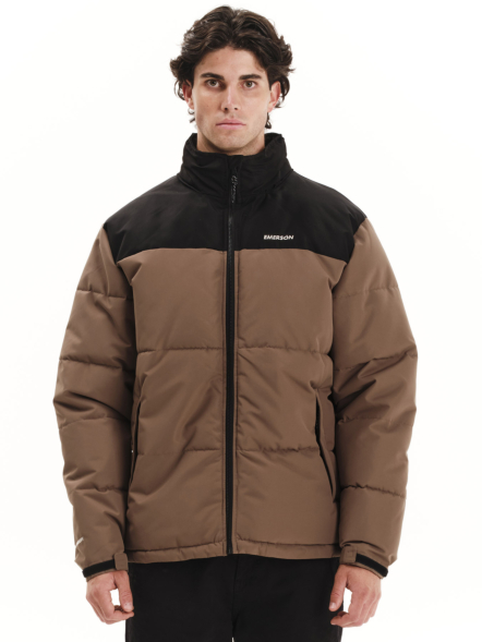 EMERSON MEN’S PUFFER JACKET WITH ROLL-IN HOOD
